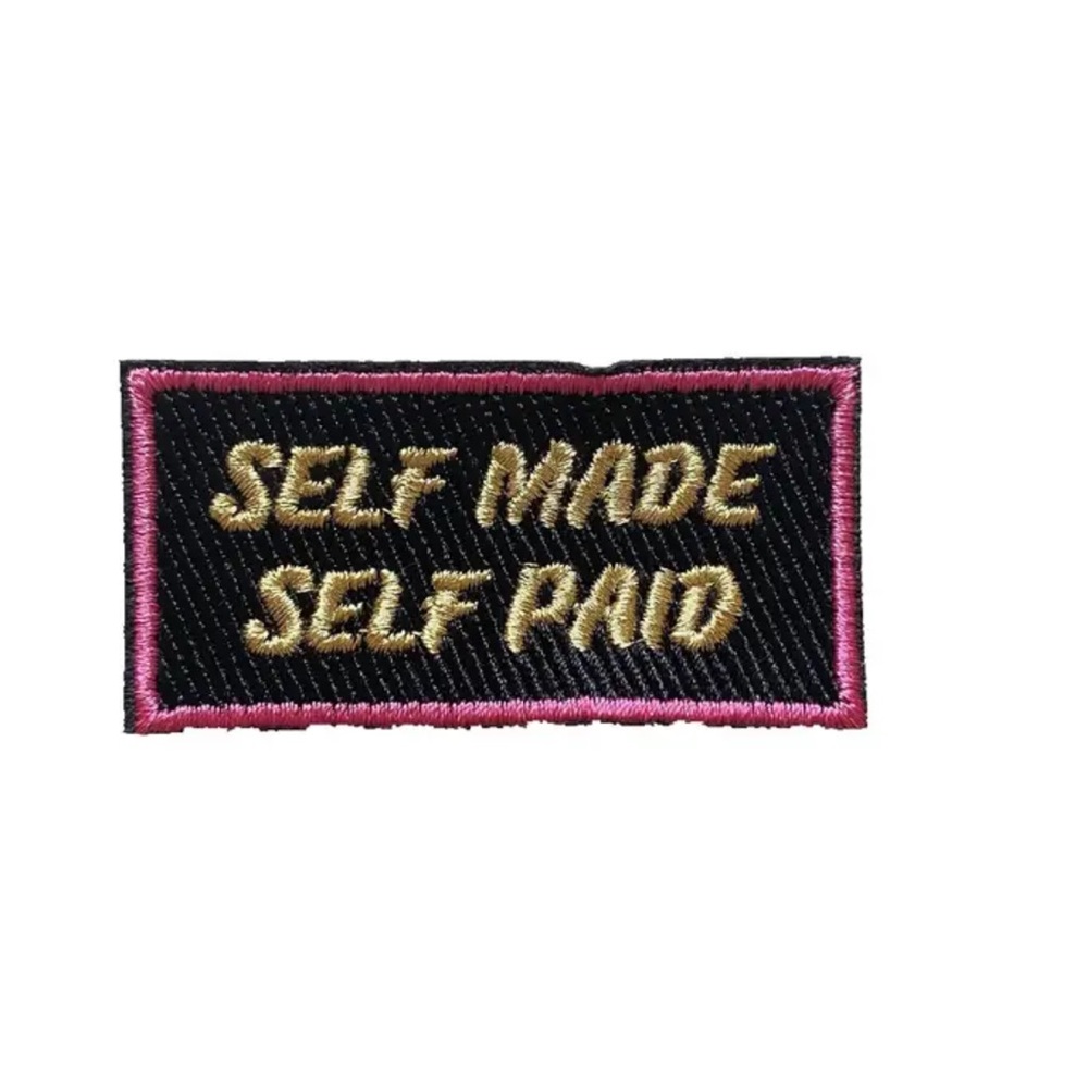 Black Patch with black, Gold and Pink Embroidery